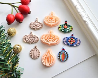 Christmas Bauble Polymer Clay Cutter/ Nordic Christmas Folk Art Ornament/ Winter Holiday Embossing Clay Cutter