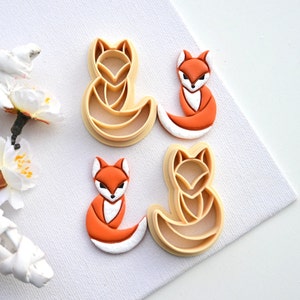 Fox Polymer Clay Cutter/ MIRROR Halloween Clay Cutters/ 3D Printed Clay Cutter/ Fall (Autumn) Embossing Clay Cutter
