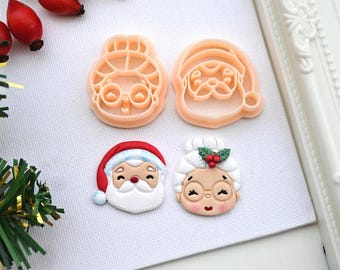 Weihnachtsmann und Frau Claus Polymer Clay Cutter | SET Urlaub Winter Ton Cutter | Weihnachtsmann Cutter