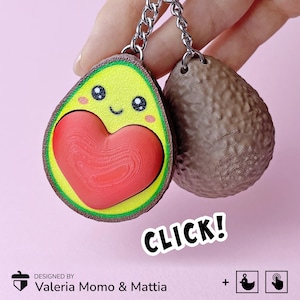 Avocado Heart Toy - 3D Print Fidget Clicker, Unique Stress Relief Gift, Fun Interactive Handmade Decoration