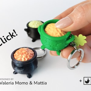 3D Printed Fidget Clicker Toy - Pot of Gold, Unique Stress Relief Tool, 3D Print Stress Reliever, Creative Fidget Spinner
