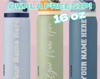 Aangepaste gegraveerde naam Owala 16 oz FreeSip-fles - Gepersonaliseerde roestvrijstalen reisbeker, geïsoleerde herbruikbare drinkgerei cadeau