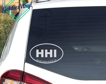 Handmade 4 inch round HHI Hilton Head Vinyl Bumper Sticker Handmade 4 inch round HHI Hilton Head Vinyl Bumper Sticker