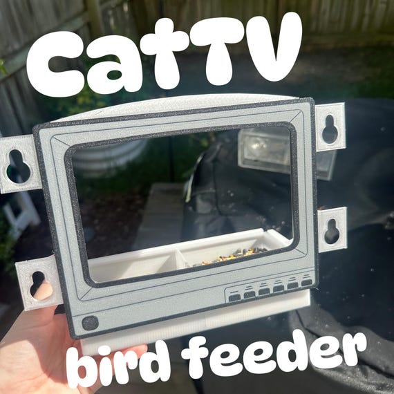 3D Print CatTV Window Mounted - Unique TV Shaped Birdhouse for Cats & Birds | Fun Pet Accessory for Animal Lovers