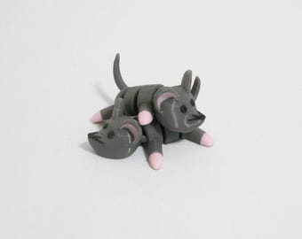 Topolino flessibile fatto a mano con stampa 3D - Grazioso giocattolo stampato in 3D per bambini e collezionisti - Idea regalo unica