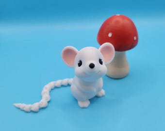 Figura di topo flessibile realizzata a mano e stampata in 3D - Grazioso giocattolo stampato in 3D per bambini e collezionisti - Idea regalo unica