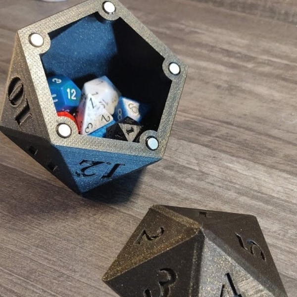 3D Printed - D20 Countdown die with Magnetic Lid