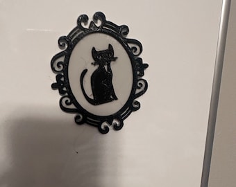 3D Printed - Spooky Cat Frame Magnet