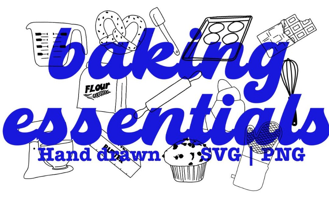 Baking Essentials SVG PNG Line Art Bundle | Hand Drawn Baking Icons for ...