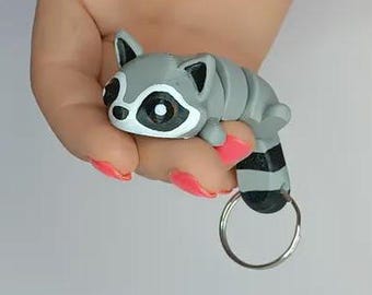 Hand Made flexi Raccoon Keychain - 3D Printed