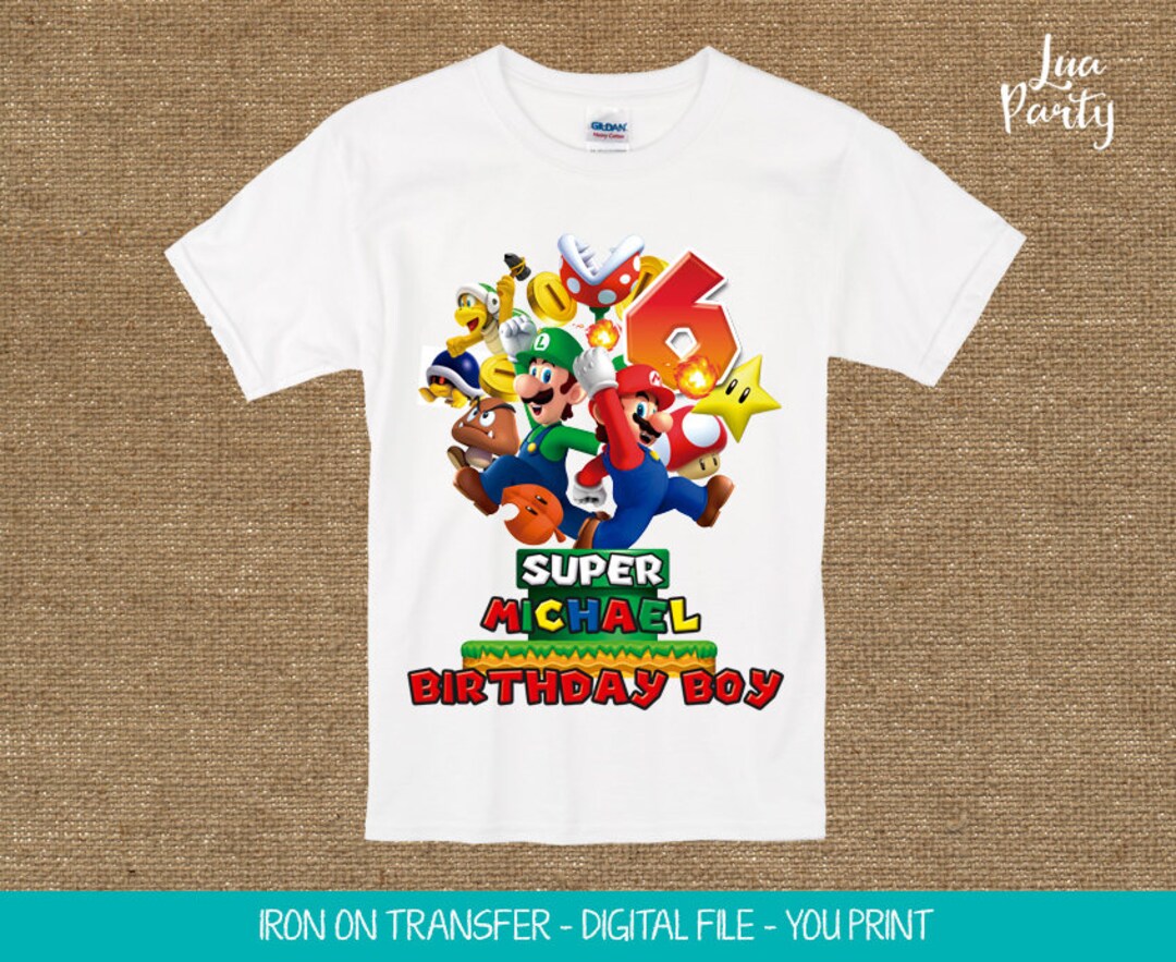 Super Mario Iron on Print Yourself Super Mario Birthday Iron Etsy
