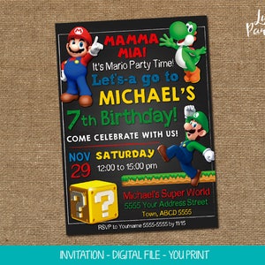 Invitation De Mario Superbe Imprimer Vous Meme Invitation Etsy Invitation De Mario Superbe Imprimer Vous Meme Invitation Etsy