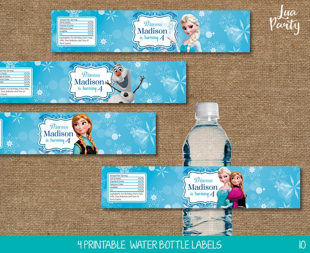 Frozen Water Bottle Labels Print Yourself Frozen Birthday - Etsy Finland