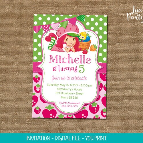 Strawberry Shortcake Invitation Print Yourself Strawberry - Etsy