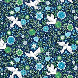Peace on Earth Doves Midnight Cotton Fabric