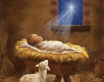 Picture a Christmas Manger Baby Jesus Panel 36x42 Inches - Etsy