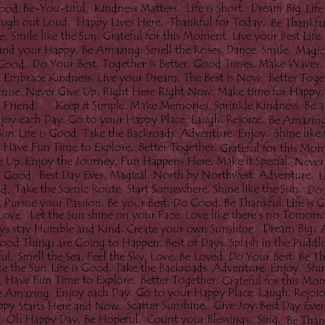 Scrap Happy Text Inspiration Raisin Cotton Fabric Etsy