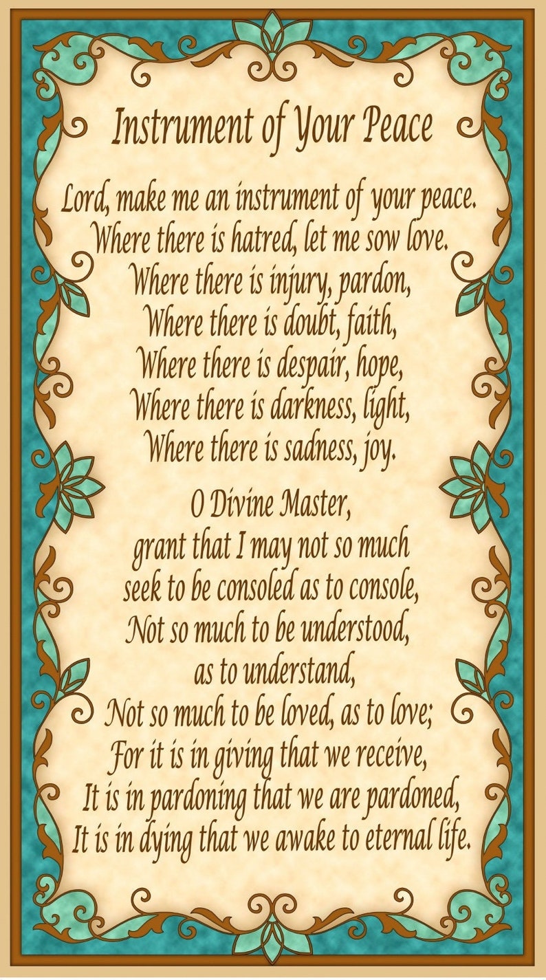Instrument of Your Peace St. Francis Prayer Cotton Fabric image 1