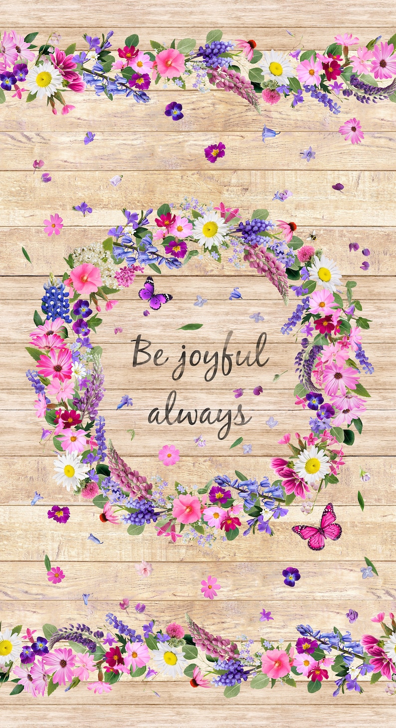 Be Joyful Always Floral Wreath Rustic Wood Shiplap Plank image 0