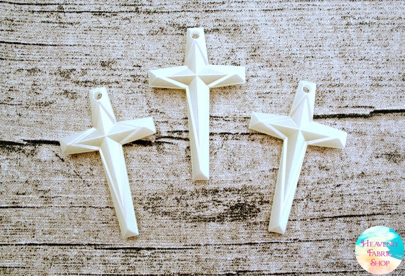 Large Pearlized Acrylic Cross Pendant Beads for Jewelry image 0