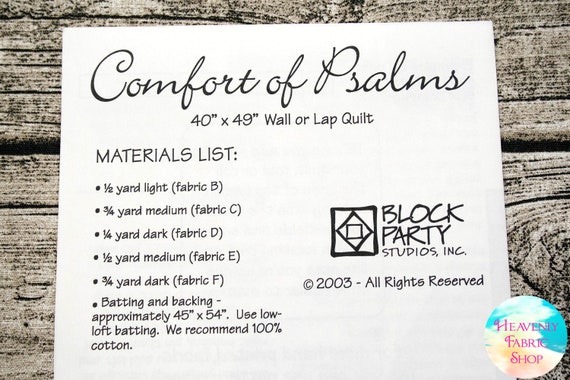 Comfort Of Psalms Quilt Pattern Scripture Fabric Panel Kit Etsy