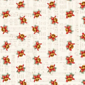 Old Saint Nick Joy To The World Music Bells Cotton Fabric