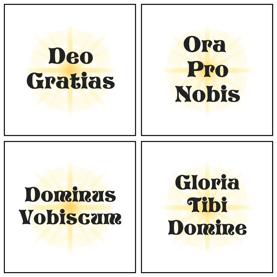 4 Pc Latin Faith Verses Deo Gratias Dominus Vobiscum Ora Pro Etsy