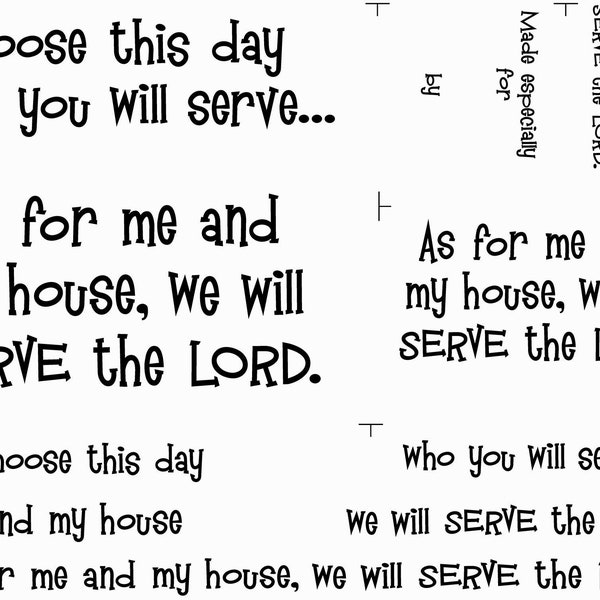 We Will Serve The Lord Joshua 24:15 White or Natural Cotton Fabric Panel