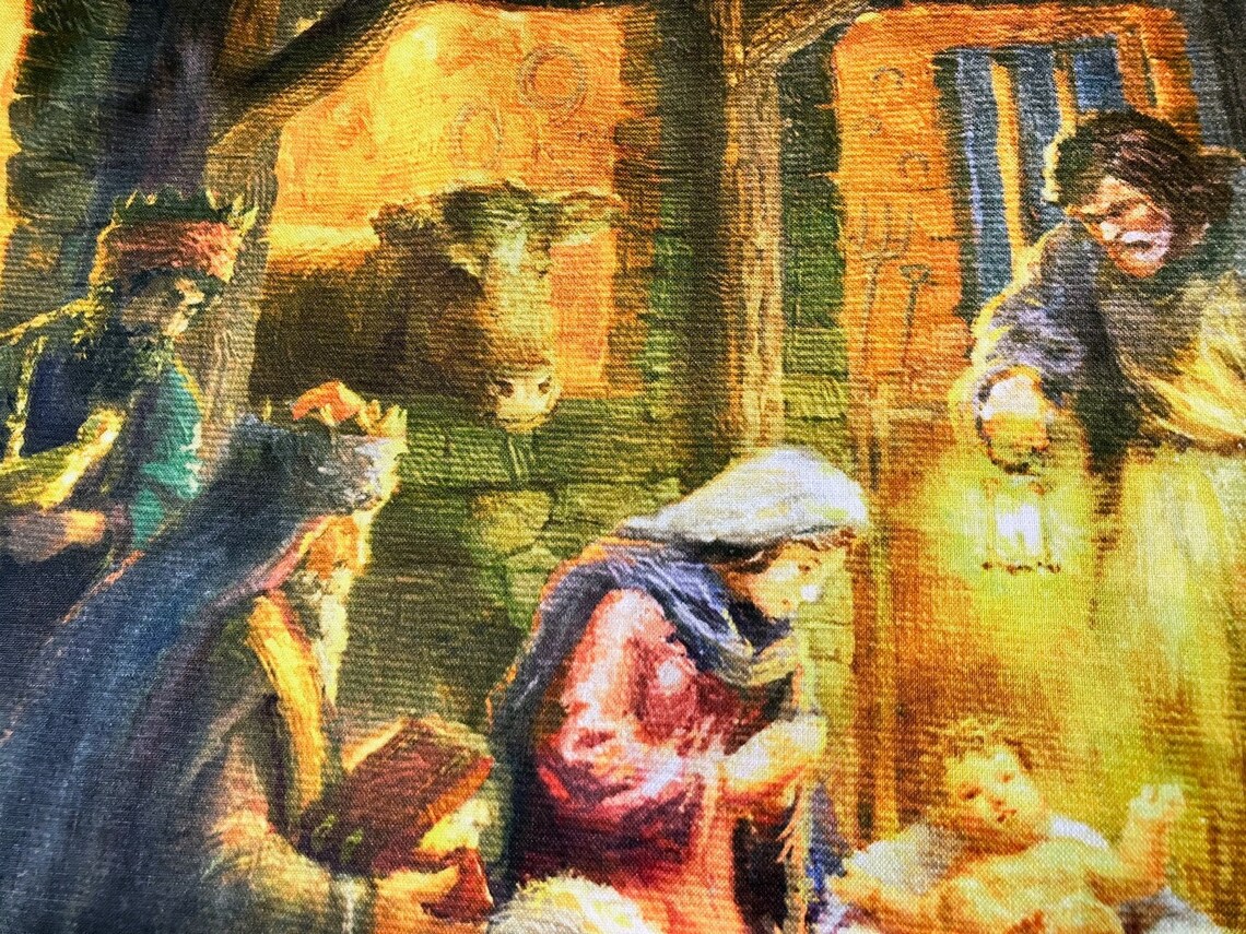 Christmas Joy Nativity Cotton Fabric Panel Etsy