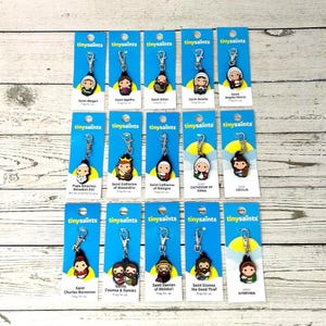Tiny Saints A-J Saint Names Rubber Charms