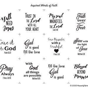 Inspired Words of Faith Scripture Charm Squares Fabric Panel