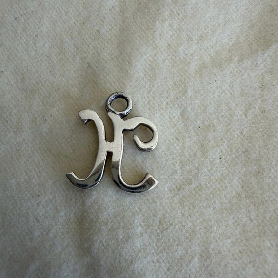Script Letter H Initial Charm Silver Monogram Pen… - image 2