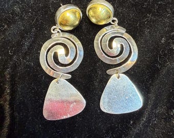 Vintage Taxco Sterling Story Earrings - Large Statement Dangle