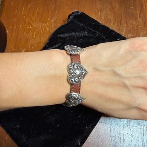 Brighton Silver Heart Concho Brown Leather Buckle Bracelet image 2
