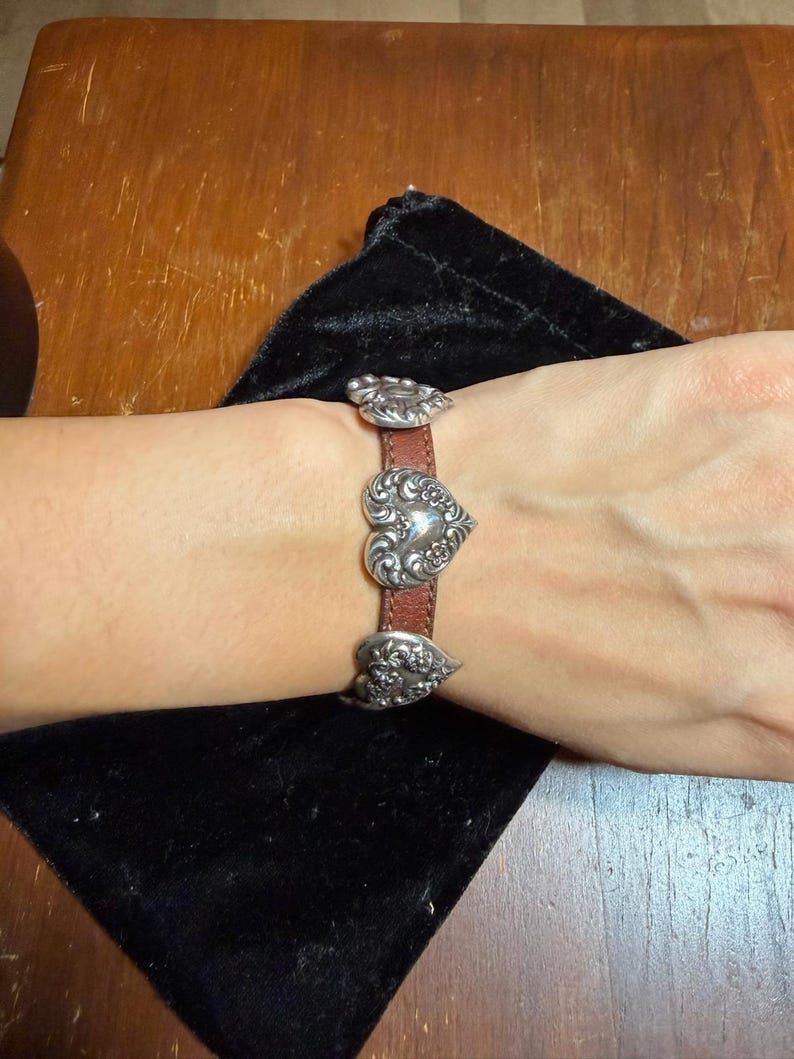 Brighton Silver Heart Concho Brown Leather Buckle Bracelet image 2