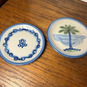 Vintage M.A. Hadley Hand-Painted Pottery Coasters / Trinket Dishes (Set of 2)