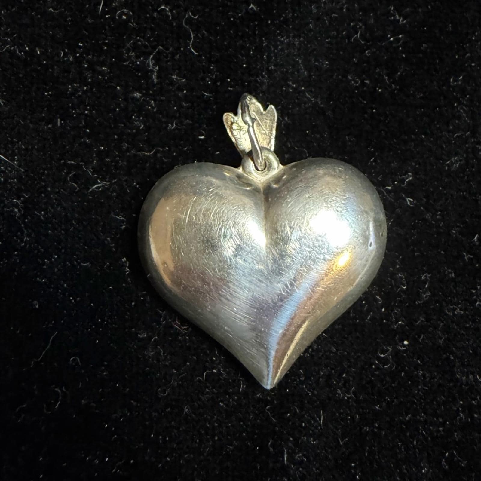 Vintage Sterling Silver Puffy Heart Pendant Charm .925 - Etsy