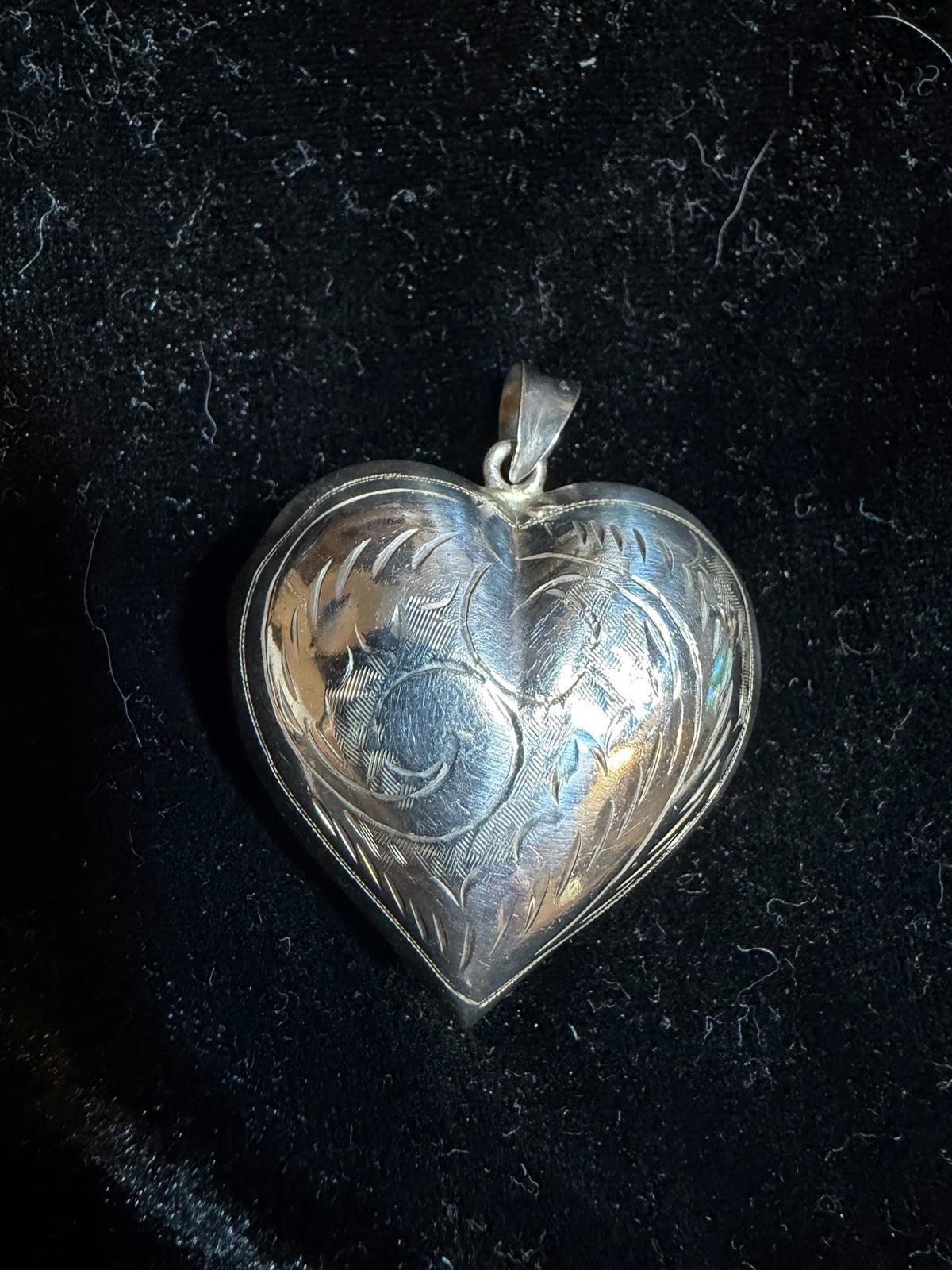 Vintage Etched Sterling Silver Puffy Heart Pendant - Etsy