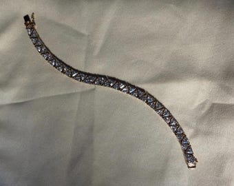 Vintage Sterling Silver 925 Marquise CZ Statement Tennis Bracelet