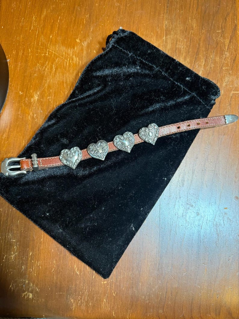 Brighton Silver Heart Concho Brown Leather Buckle Bracelet image 1