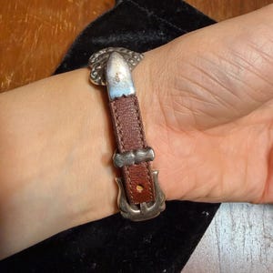Brighton Silver Heart Concho Brown Leather Buckle Bracelet image 3