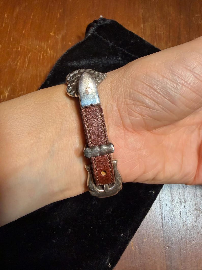 Brighton Silver Heart Concho Brown Leather Buckle Bracelet image 3