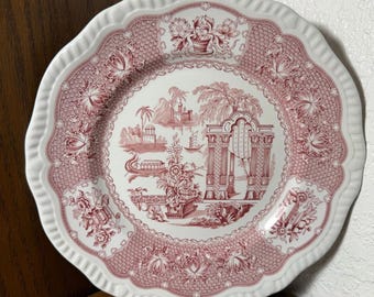 Spode Archive Collection Regency Series Pagoda Dinner Plate 11” Cranberry Red