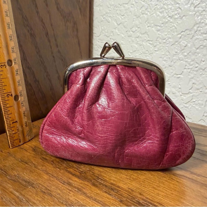 Vintage Brighton Burgundy Coin Purse with Gold Accent image 2