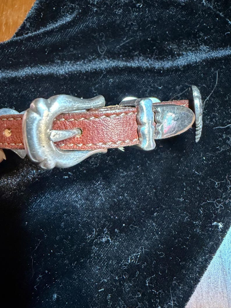 Brighton Silver Heart Concho Brown Leather Buckle Bracelet image 4