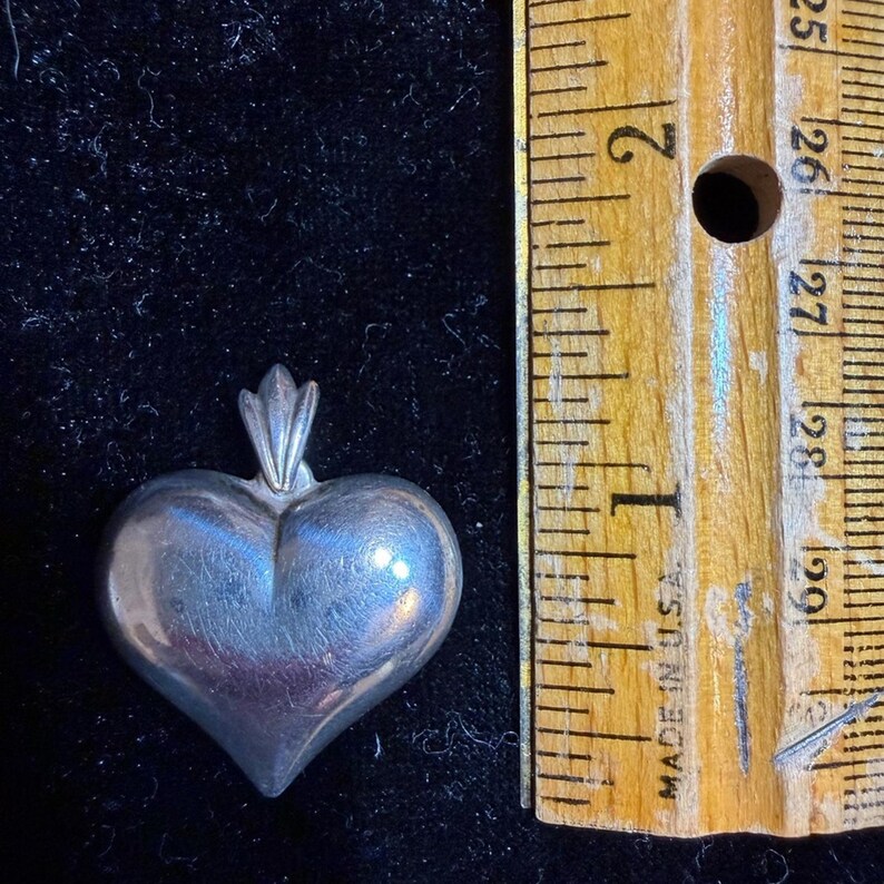 Vintage Sterling Silver Puffy Heart Pendant Charm .925 - Etsy