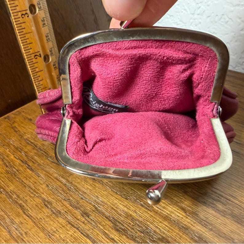 Vintage Brighton Burgundy Coin Purse with Gold Accent image 3