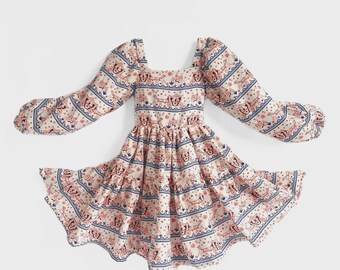 Enchanted Princess Carriage Dress: Tiered Rayon Challis, Balloon Sleeves