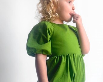 Pear Green Bubble Romper: Handmade Cotton Play-suit