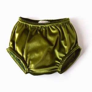 Avocado Velvet Bloomer Shorts, Baby Girl, Vintage, Retro, Boho, Hippie, Olive, Velvet Bloomers, High Waist, Bubble Shorts